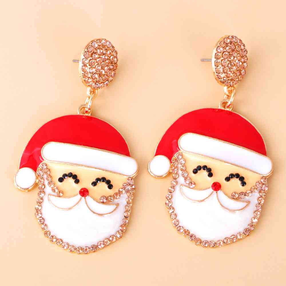 Rhinestone Alloy Santa Earrings - Flyclothing LLC