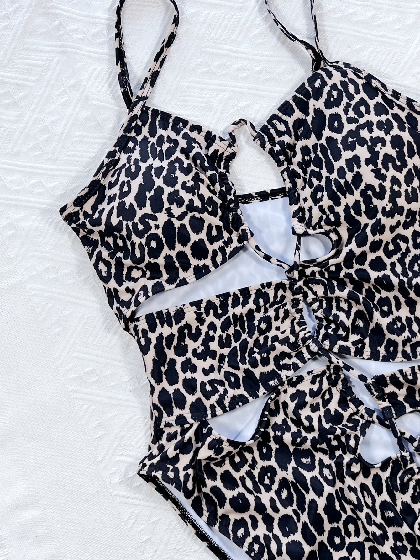 Leopard Cutout Tied One-Piece Swimsuit - Flyclothing LLC