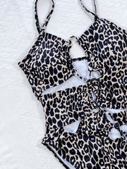 Leopard Cutout Tied One-Piece Swimsuit - Flyclothing LLC