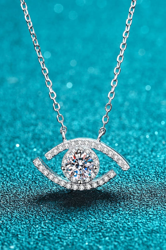 Moissanite Evil Eye Pendant 925 Sterling Silver Necklace - Flyclothing LLC