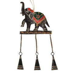 Embossed Elephant Chime, Hand-painted Recycled Iron - Flyclothing LLC