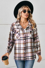 Collared Plaid Shacket - Flyclothing LLC