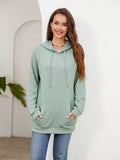 Raglan Sleeve Front Pocket Hoodie - Trendsi