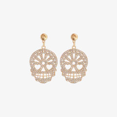 Skull Rhinestone Alloy Earrings