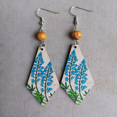 Floral Wooden Teardrop Earrings - Flyclothing LLC