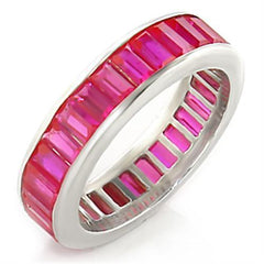 Alamode High-Polished 925 Sterling Silver Ring with Synthetic Garnet in Ruby - Flyclothing LLC