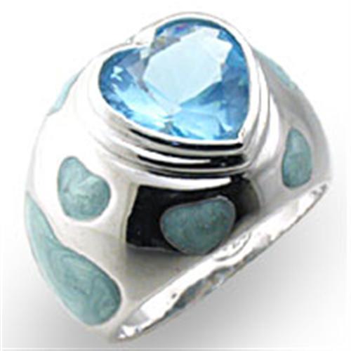 Alamode High-Polished 925 Sterling Silver Ring with Synthetic Spinel in Sea Blue - Alamode