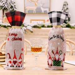 2-Piece Christmas Plaid Wine Bottle Covers - Trendsi