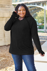 Basic Bae Full Size Ribbed Round Neck Long Sleeve Knit Top - Flyclothing LLC