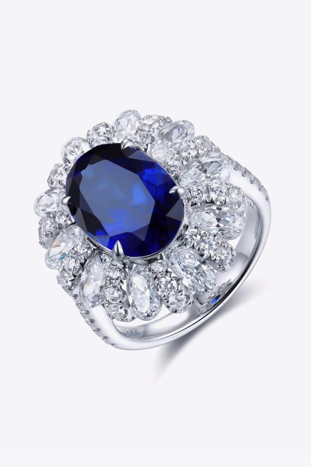 Lab-Grown Sapphire Flower Shape Ring - Flyclothing LLC