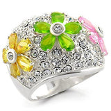 Alamode High-Polished 925 Sterling Silver Ring with AAA Grade CZ in Multi Color - Alamode