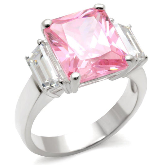 Alamode High-Polished 925 Sterling Silver Ring with AAA Grade CZ in Rose - Alamode