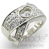 Alamode High-Polished 925 Sterling Silver Ring with Top Grade Crystal in Clear - Alamode