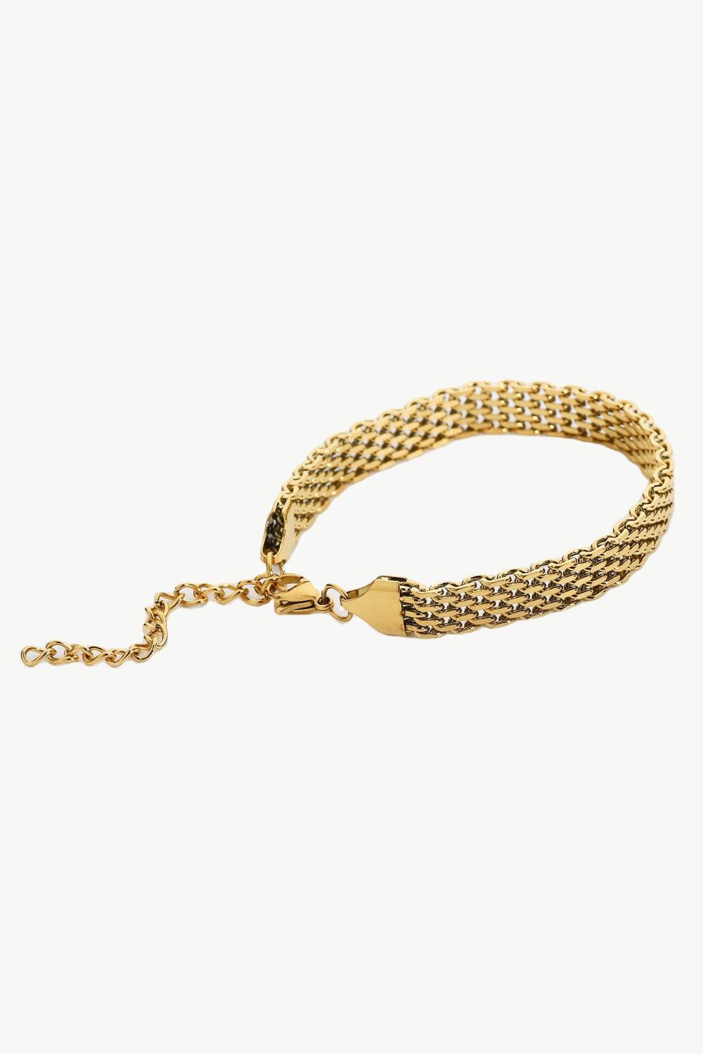 18K Gold-Plated Wide Chain Bracelet - Flyclothing LLC