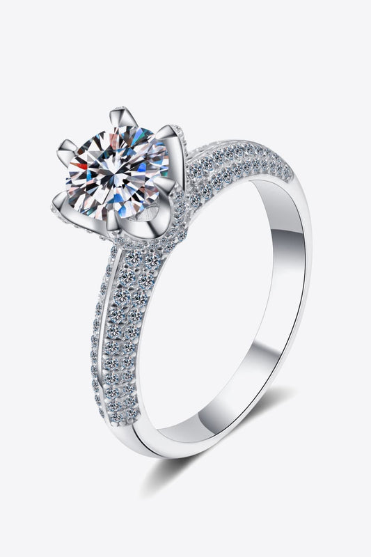 2 Carat Moissanite 925 Sterling Silver Side Stone Ring - Flyclothing LLC