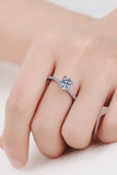 1 Carat Moissanite Rhodium-Plated Side Stone Ring - Flyclothing LLC