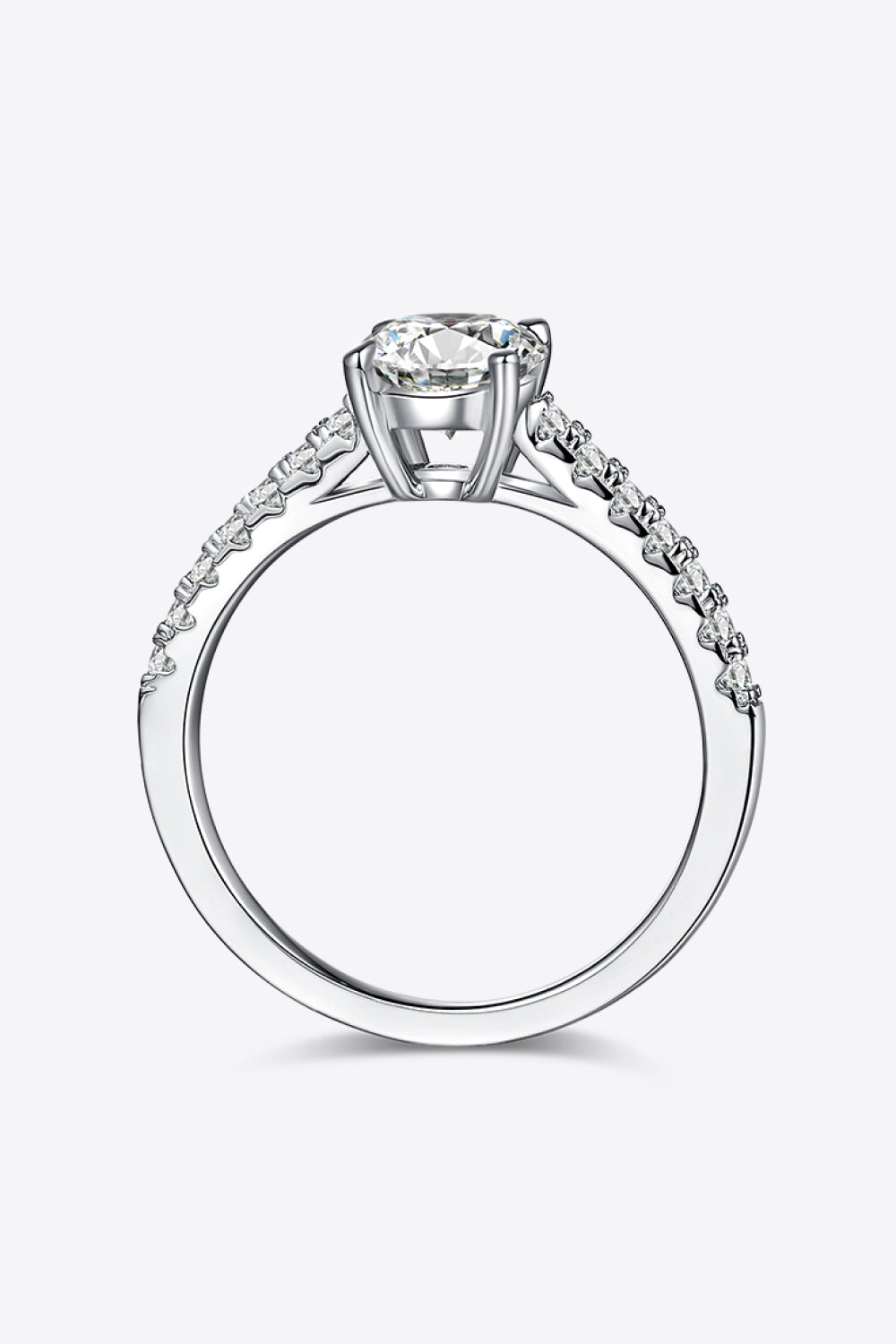 1 Carat Moissanite 925 Sterling Silver Side Stone Ring - Flyclothing LLC