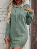 Drawstring Hooded Sweater Dress - Trendsi