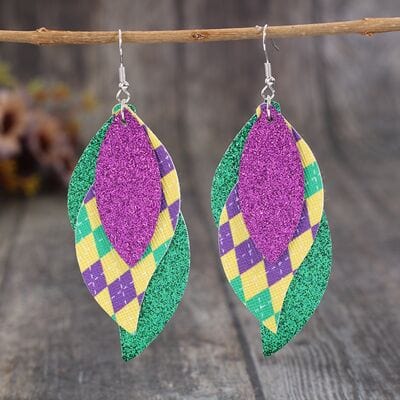 PU Leather Leaf Dangle Earrings - Trendsi