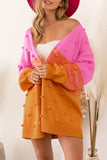 Color Contrast Ball Decoration Medium Long Cardigan - Flyclothing LLC