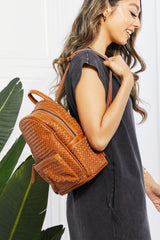 SHOMICO Certainly Chic Faux Leather Woven Backpack - Flyclothing LLC