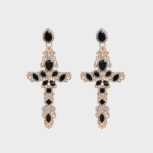 Rhinestone Alloy Cross Earrings - Flyclothing LLC