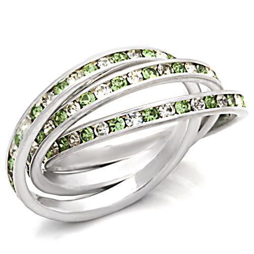 Alamode High-Polished 925 Sterling Silver Ring with Top Grade Crystal in Peridot - Alamode