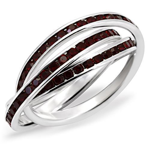 Alamode High-Polished 925 Sterling Silver Ring with Top Grade Crystal in Garnet - Flyclothing LLC