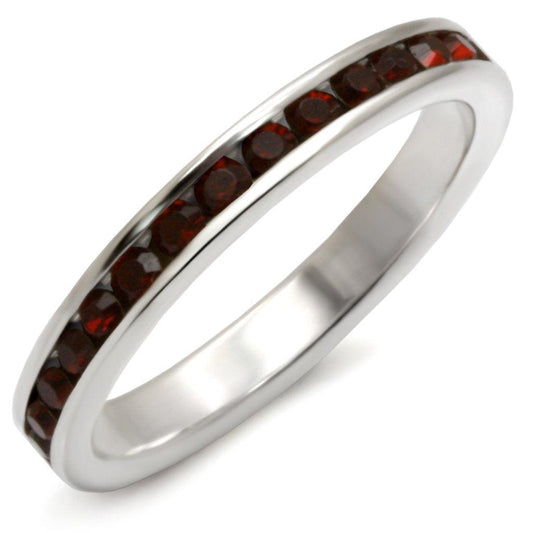 Alamode High-Polished 925 Sterling Silver Ring with Top Grade Crystal in Garnet - Alamode