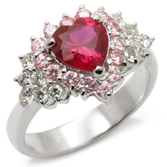 Alamode High-Polished 925 Sterling Silver Ring with Synthetic Garnet in Ruby - Alamode