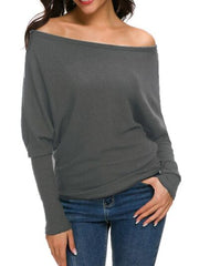 Boat Neck Long Sleeve Sweatshirt - Flyclothing LLC