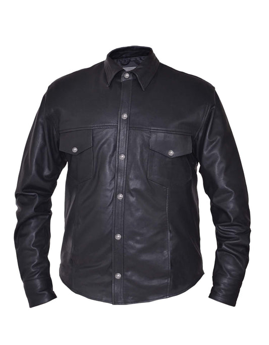 Unik International Mens Premium Leather Shirt Jacket