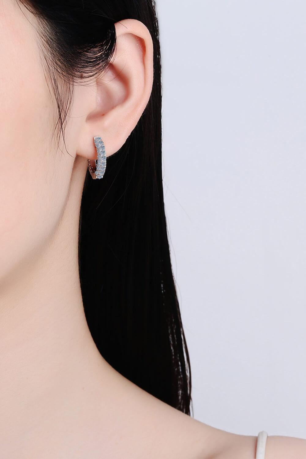 925 Sterling Silver Moissanite Huggie Earrings - Flyclothing LLC