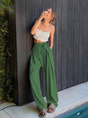 Tied High Waist Wide Leg Pants - Flyclothing LLC