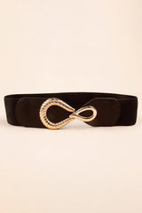 Ribbed Alloy Buckle Elastic Belt - Flyclothing LLC