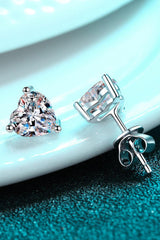 2 Carat Moissanite Heart-Shaped Stud Earrings - Trendsi