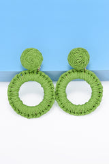 Round Shape Raffia Grass Dangle Earrings - Flyclothing LLC