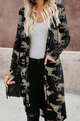 Animal Pattern Ribbed Button Up Long Sleeve Cardigan - Flyclothing LLC