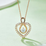 1 Carat Moissanite 925 Sterling Silver Heart Shape Necklace - Flyclothing LLC