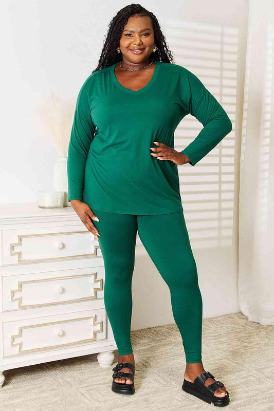 Zenana Lazy Days Full Size Long Sleeve Top and Leggings Set - Flyclothing LLC