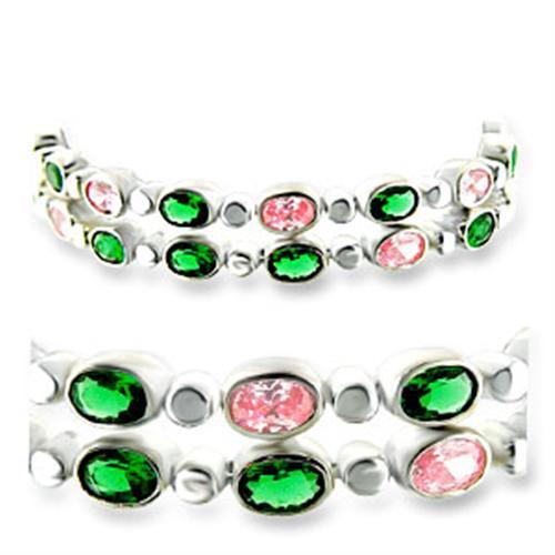 Alamode High-Polished 925 Sterling Silver Bracelet with AAA Grade CZ in Multi Color - Alamode