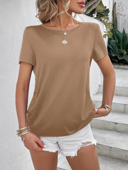 Beads Trim Back Twisted Blouse - Trendsi