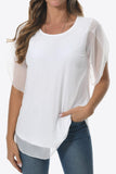 Round Neck Curved Hem Blouse - Trendsi