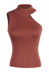 Asymmetrical Sleeveless Rib-Knit Top - Trendsi