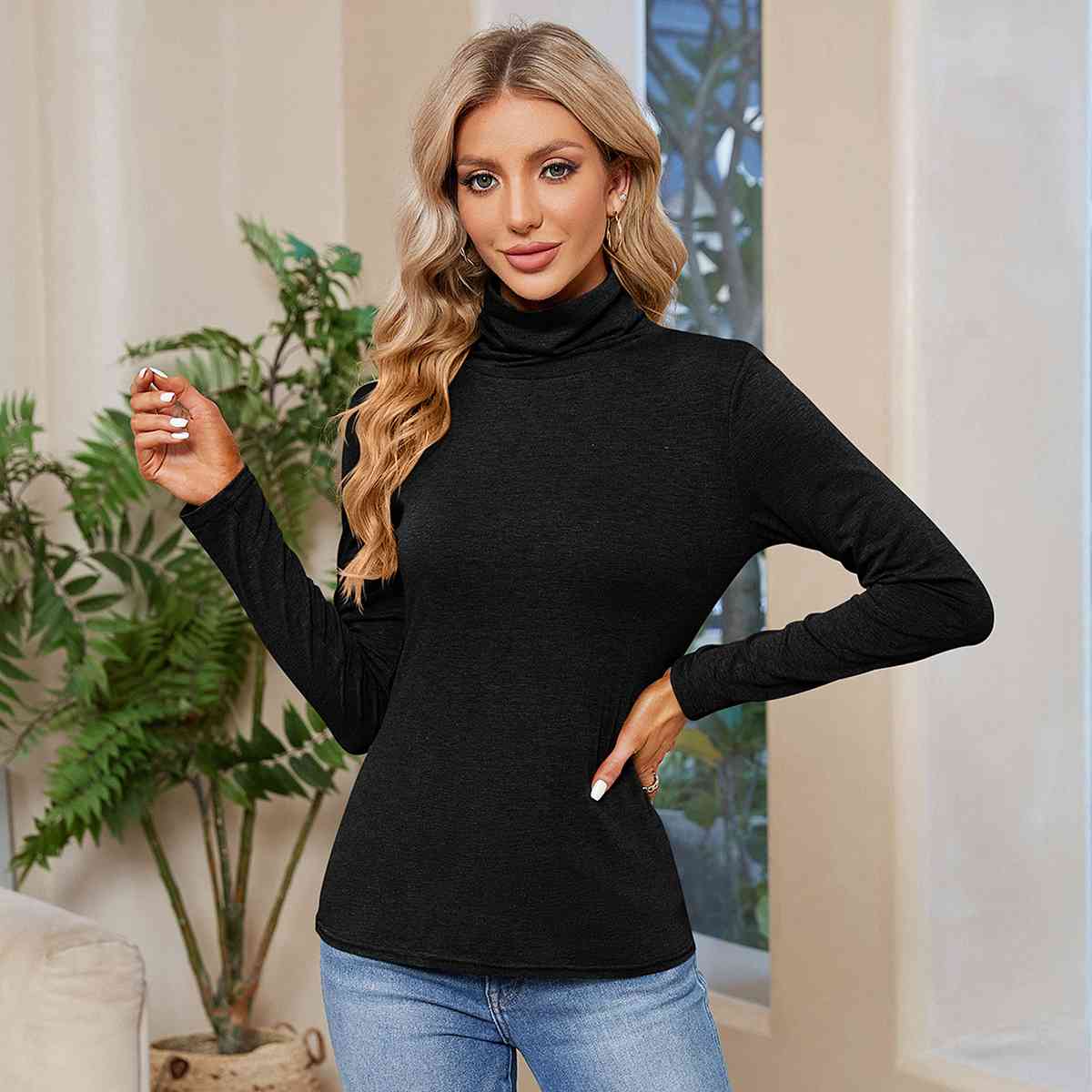 Turtleneck Long Sleeve T-Shirt - Flyclothing LLC