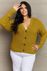 Zenana Kiss Me Tonight Full Size Button Down Cardigan in Chartreuse - Flyclothing LLC