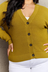 Zenana Kiss Me Tonight Full Size Button Down Cardigan in Chartreuse - Flyclothing LLC