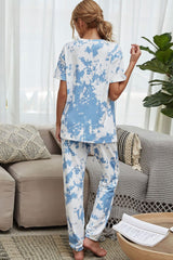 Tie-Dye Tee and Drawstring Waist Joggers Lounge Set - Flyclothing LLC