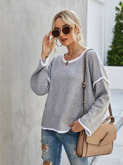 Boat Neck Dropped Shoulder Sweater - Trendsi