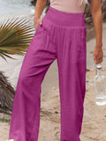 Full Size Smocked Waist Wide Leg Pants - Trendsi